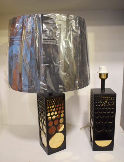 Modern Black & Gold Geometric Table Lamp-Pair