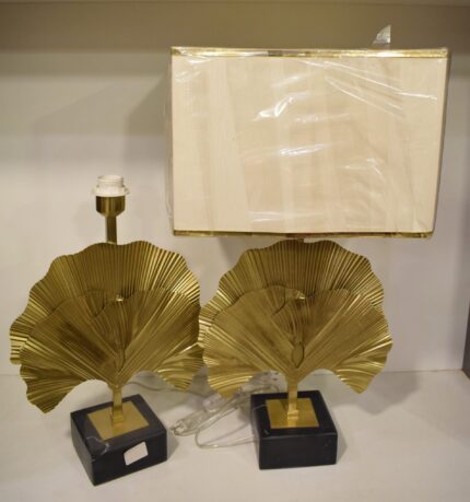 Luxury Gold Leaf Table Lamp-Pair