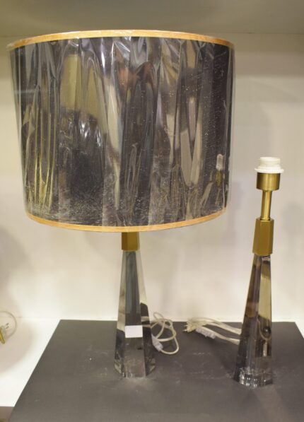 Luxury Crystal Pyramid Table Lamp with Black & Gold Shade-Pair