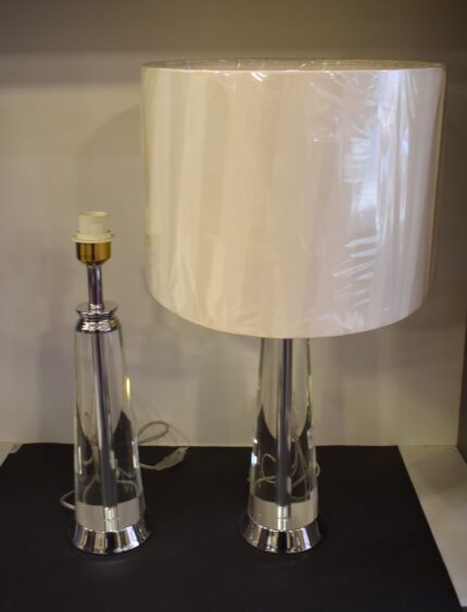 Modern Chrome Finish Table Lamp-Pair