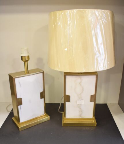 Luxury White Marble & Gold Rectangle Table Lamp-Piar