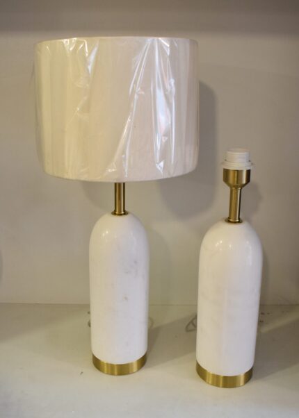Luxurious White Marble & Brass Table Lamps
